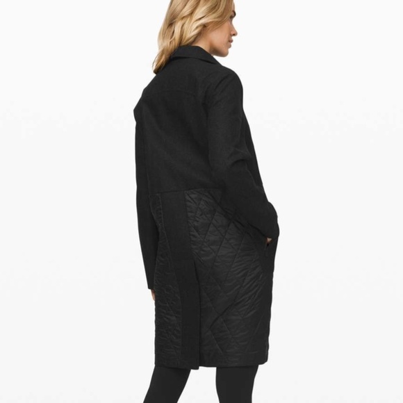 Lululemon Roam Far Wool Coat Heathered Black / Black - Size 8 - Picture 2 of 16